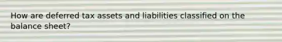 How are deferred tax assets and liabilities classified on the balance sheet?