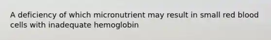 A deficiency of which micronutrient may result in small red blood cells with inadequate hemoglobin