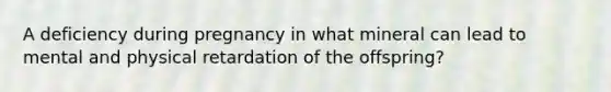 A deficiency during pregnancy in what mineral can lead to mental and physical retardation of the offspring?