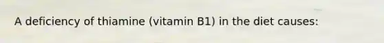 A deficiency of thiamine (vitamin B1) in the diet causes: