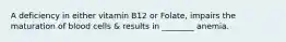 A deficiency in either vitamin B12 or Folate, impairs the maturation of blood cells & results in ________ anemia.