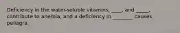 Deficiency in the water-soluble vitamins, ____, and _____, contribute to anemia, and a deficiency in ________ causes pellagra.