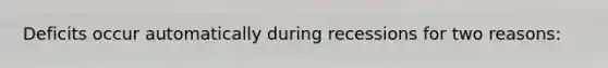 Deficits occur automatically during recessions for two reasons: