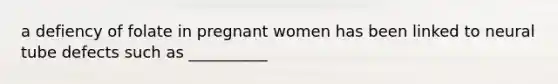 a defiency of folate in pregnant women has been linked to neural tube defects such as __________