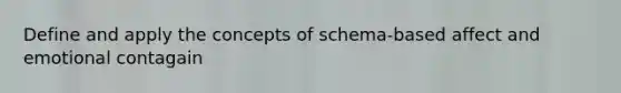 Define and apply the concepts of schema-based affect and emotional contagain