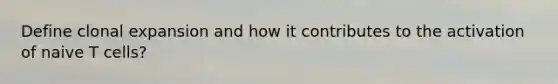 Define clonal expansion and how it contributes to the activation of naive T cells?