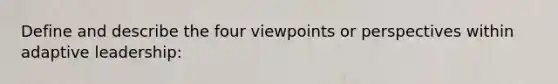 Define and describe the four viewpoints or perspectives within adaptive leadership: