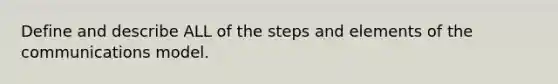 Define and describe ALL of the steps and elements of the communications model.