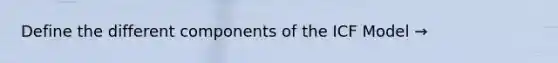 Define the different components of the ICF Model →