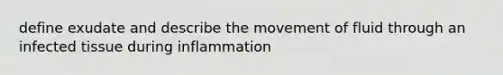 define exudate and describe the movement of fluid through an infected tissue during inflammation