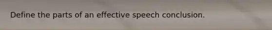 Define the parts of an effective speech conclusion.