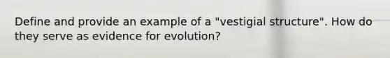 Define and provide an example of a "vestigial structure". How do they serve as evidence for evolution?