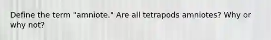 Define the term "amniote." Are all tetrapods amniotes? Why or why not?