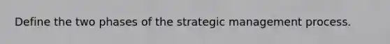 Define the two phases of the strategic management process.