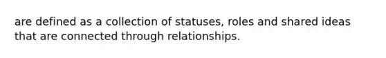 are defined as a collection of statuses, roles and shared ideas that are connected through relationships.