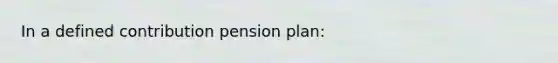 In a defined contribution pension plan: