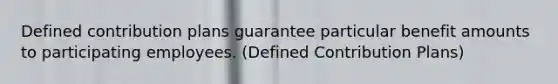 Defined contribution plans guarantee particular benefit amounts to participating employees. (Defined Contribution Plans)