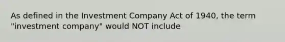 As defined in the Investment Company Act of 1940, the term "investment company" would NOT include