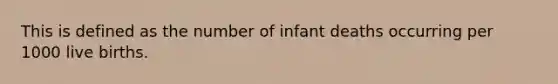 This is defined as the number of infant deaths occurring per 1000 live births.