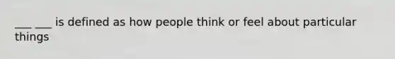 ___ ___ is defined as how people think or feel about particular things