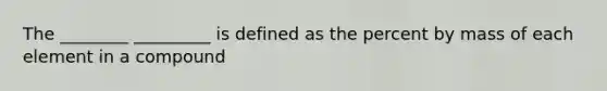 The ________ _________ is defined as the percent by mass of each element in a compound