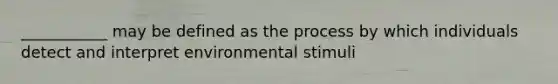 ___________ may be defined as the process by which individuals detect and interpret environmental stimuli