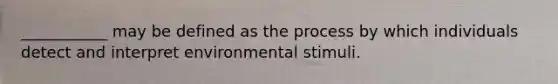 ___________ may be defined as the process by which individuals detect and interpret environmental stimuli.