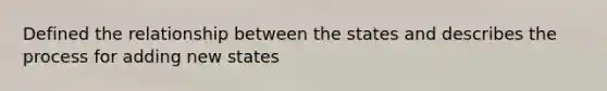 Defined the relationship between the states and describes the process for adding new states