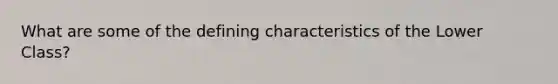 What are some of the defining characteristics of the Lower Class?