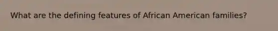 What are the defining features of African American families?