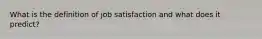 What is the definition of job satisfaction and what does it predict?