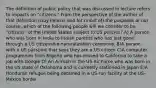 The definition of public policy that was discussed in lecture refers to impacts on "citizens." From the perspective of the author of that definition (Guy Peters) and for (most of) the purposes of our course, which of the following people will we consder to be "citizens" of the United States subject to US policies? A) A person who was born in India to Indian parents who has just gone through a US citizenship naturalization ceremony. B)A person with a US passport that says they are a US citizen C)A computer programmer from Nigeria who has moved to California to take a job with Google D) An Airman in the US Air Force who was born in the US state of Oklahoma and is currently stationed in Japan E)A Honduran refugee being detained in a US-run facility at the US-Mexico border