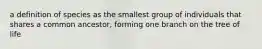 a definition of species as the smallest group of individuals that shares a common ancestor, forming one branch on the tree of life