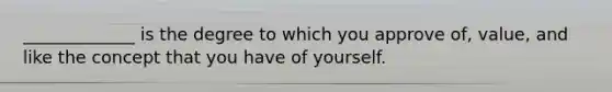 _____________ is the degree to which you approve of, value, and like the concept that you have of yourself.