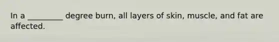 In a _________ degree burn, all layers of skin, muscle, and fat are affected.