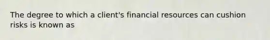 The degree to which a client's financial resources can cushion risks is known as