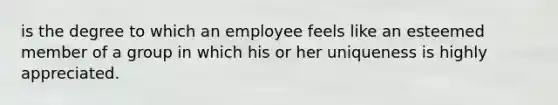 is the degree to which an employee feels like an esteemed member of a group in which his or her uniqueness is highly appreciated.