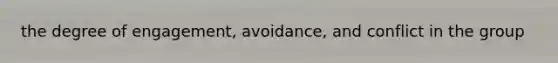 the degree of engagement, avoidance, and conflict in the group