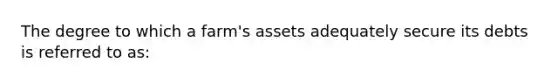 The degree to which a farm's assets adequately secure its debts is referred to as: