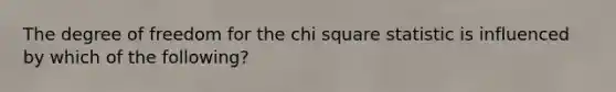 The degree of freedom for the chi square statistic is influenced by which of the following?