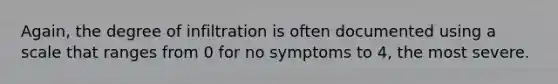 Again, the degree of infiltration is often documented using a scale that ranges from 0 for no symptoms to 4, the most severe.