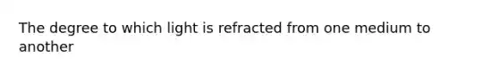 The degree to which light is refracted from one medium to another