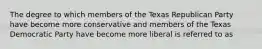 The degree to which members of the Texas Republican Party have become more conservative and members of the Texas Democratic Party have become more liberal is referred to as