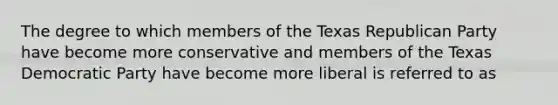 The degree to which members of the Texas Republican Party have become more conservative and members of the Texas Democratic Party have become more liberal is referred to as