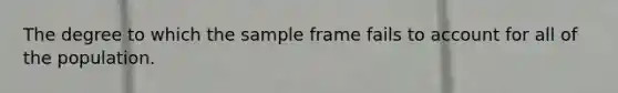 The degree to which the sample frame fails to account for all of the population.