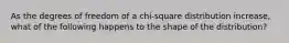 As the degrees of freedom of a​ chi-square distribution​ increase, what of the following happens to the shape of the​ distribution?