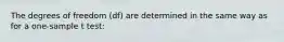 The degrees of freedom (df) are determined in the same way as for a one-sample t test: