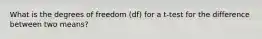 What is the degrees of freedom (df) for a t-test for the difference between two means?