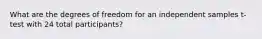 What are the degrees of freedom for an independent samples t-test with 24 total participants?