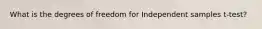 What is the degrees of freedom for Independent samples t-test?